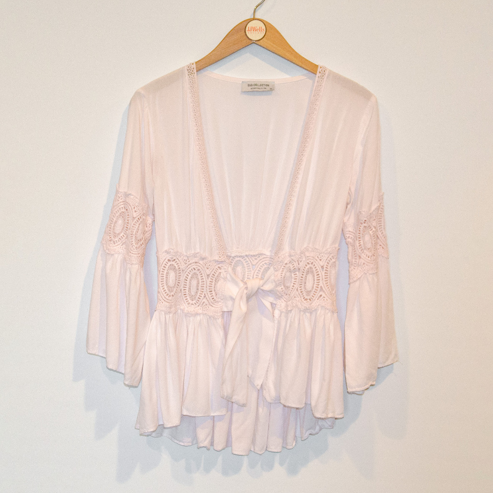 BSB crochet tie front blouse